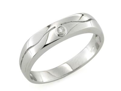 Anello Uomo Oro Bianco con diamante 0.02 Ct
