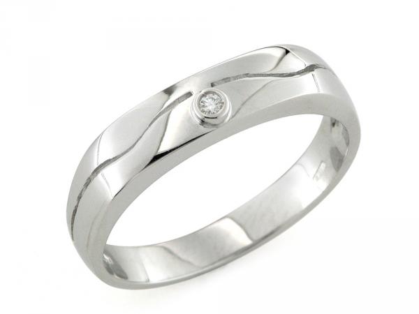 CF00256 - Anello Uomo Oro Bianco con diamante 0.02 Ct