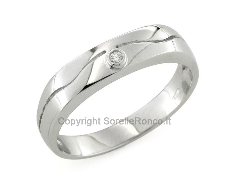 ANELLO UOMO ORO BIANCO CON DIAMANTE 0.02 CT