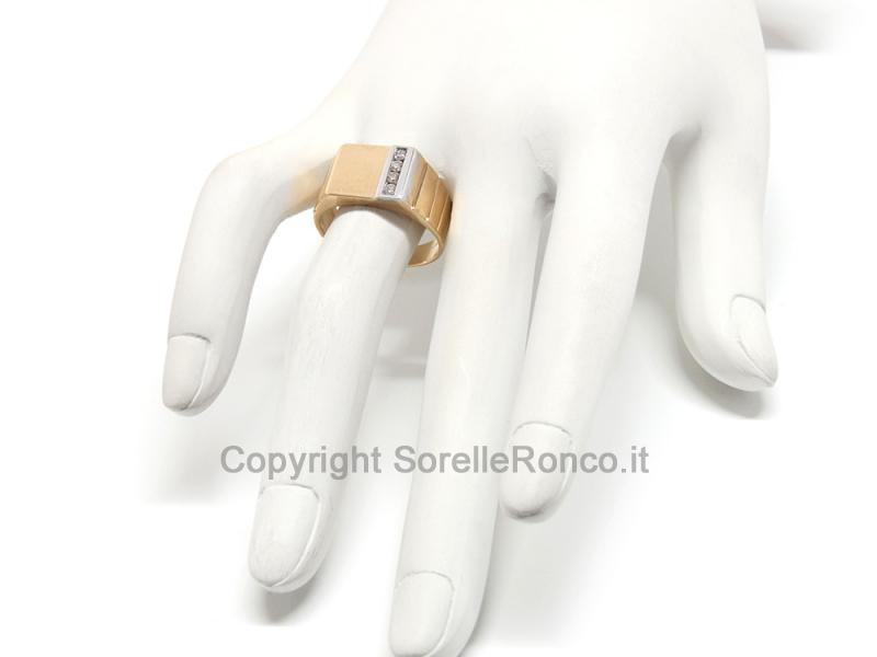 ANELLO ORO GIALLO E BIANCO  18 KT CON DIAMANTI 