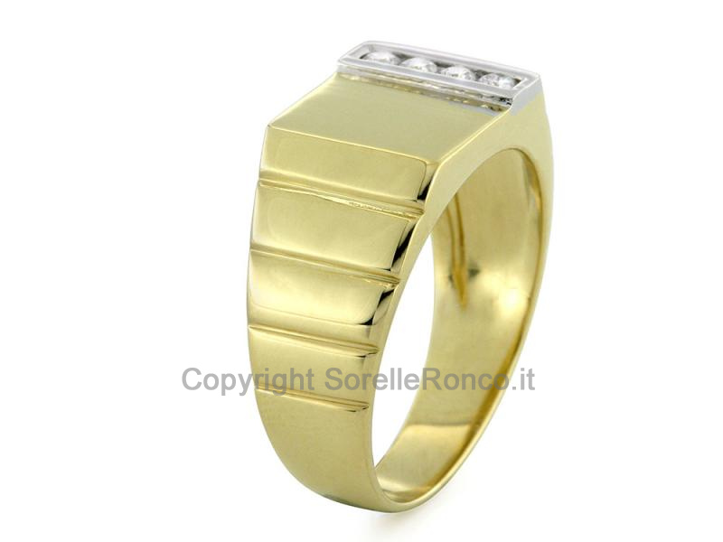 ANELLO ORO GIALLO E BIANCO  18 KT CON DIAMANTI 