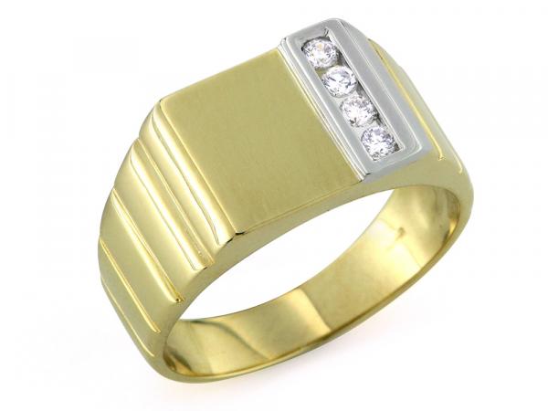 CF00257 - Anello Oro Giallo e Bianco  18 Kt con Diamanti 