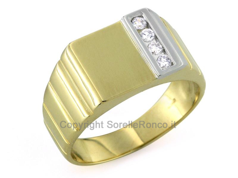 ANELLO ORO GIALLO E BIANCO  18 KT CON DIAMANTI 