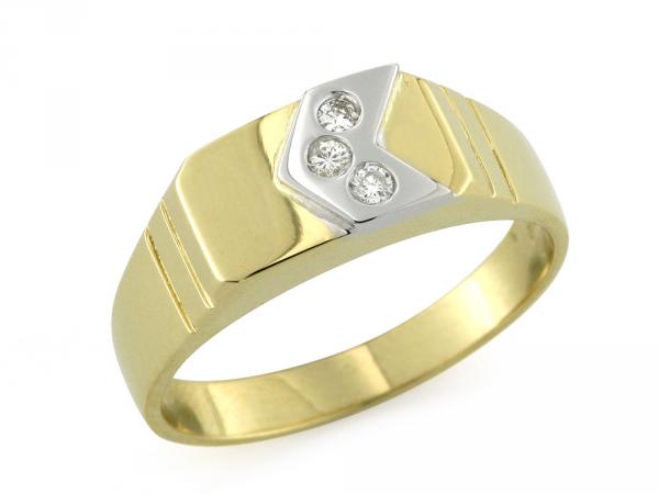 CF00258 - Anello Uomo Oro Giallo e Bianco  18 Kt e Diamanti 