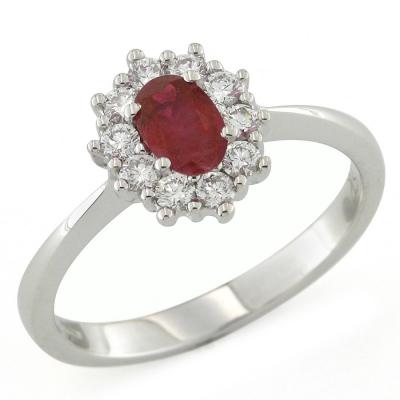 Anello Oro Diamanti e Rubino 0.52-0.58Ct