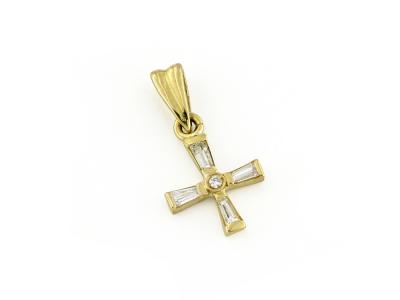 Pendente Croce in Oro Giallo e Diamanti