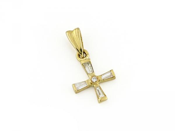 CF00287 - Pendente Croce in Oro Giallo e Diamanti