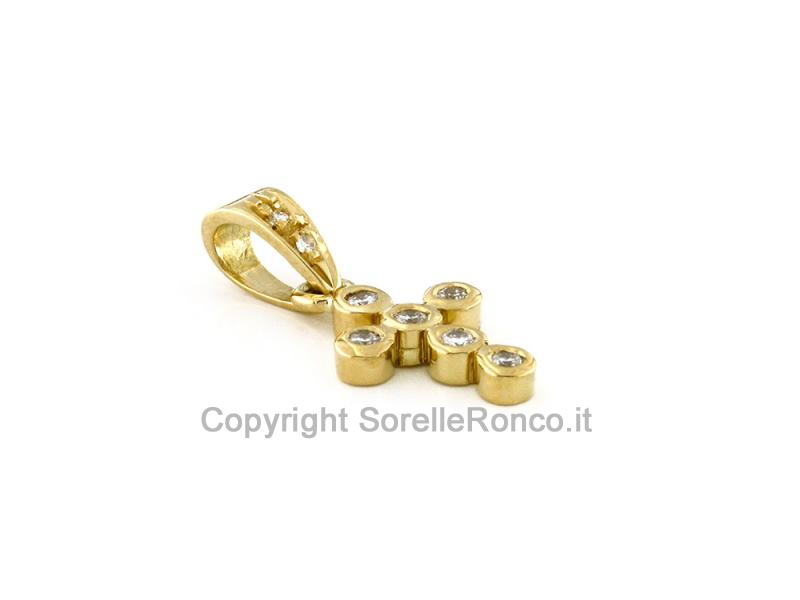 PENDENTE CROCE IN ORO E DIAMANTI