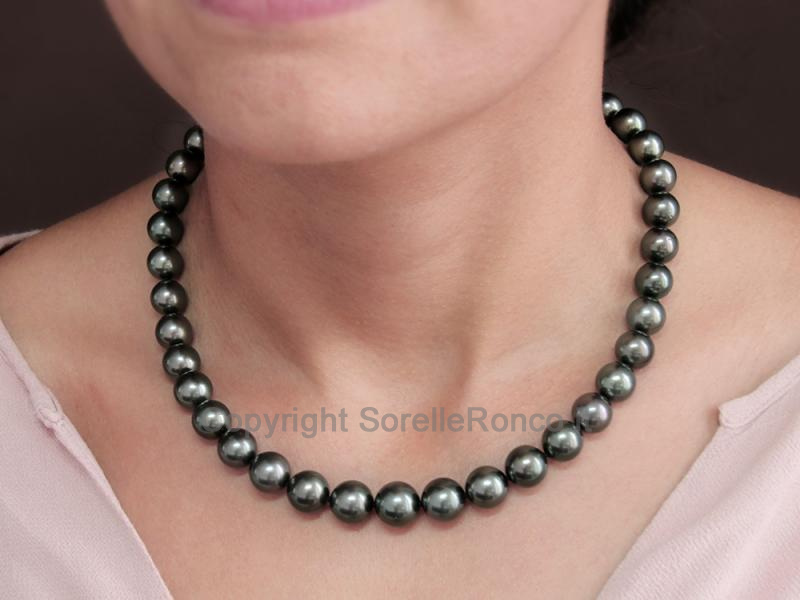 COLLANA PERLE TAHITI ORO E DIAMANTI Ø10-12MM