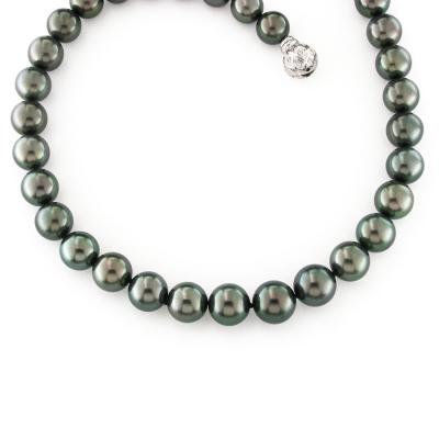 Collana Perle Tahiti Oro e Diamanti ø10-12mm