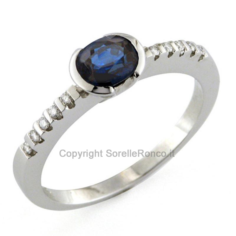 ANELLO ZAFFIRO E DIAMANTI RECARLO 0.73CT