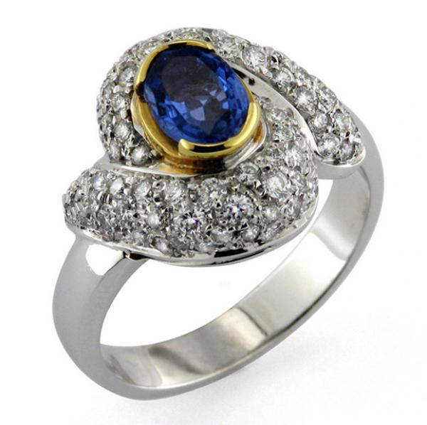 CF00321 - Anello Zaffiro e Brillanti RE CARLO