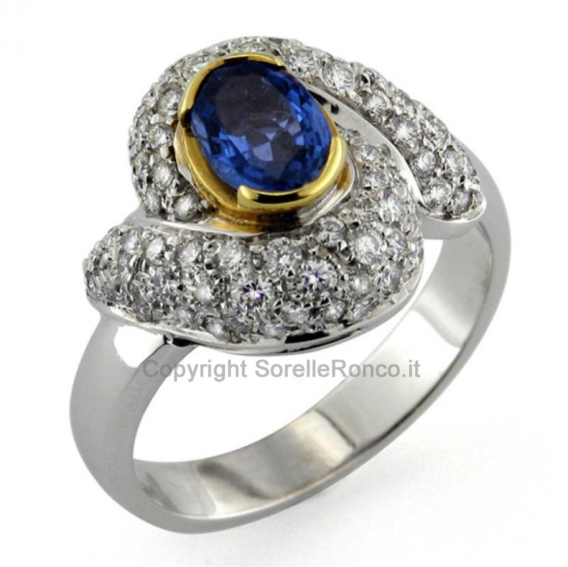 ANELLO ZAFFIRO E BRILLANTI RE CARLO