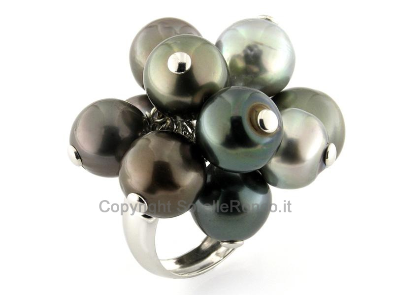 ANELLO IN ORO CON PERLE SCURE