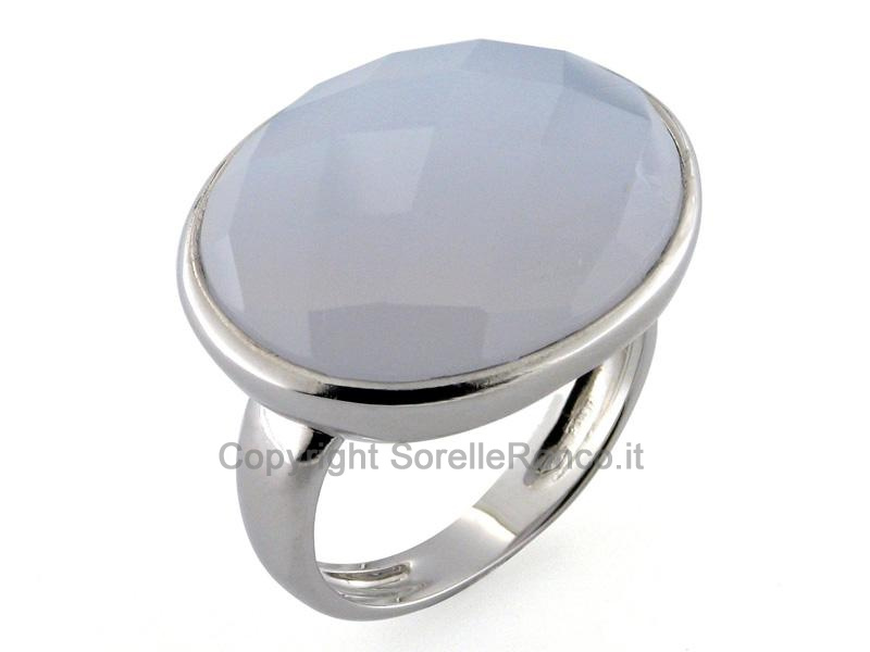 Anello Oro Bianco con Labradorite
