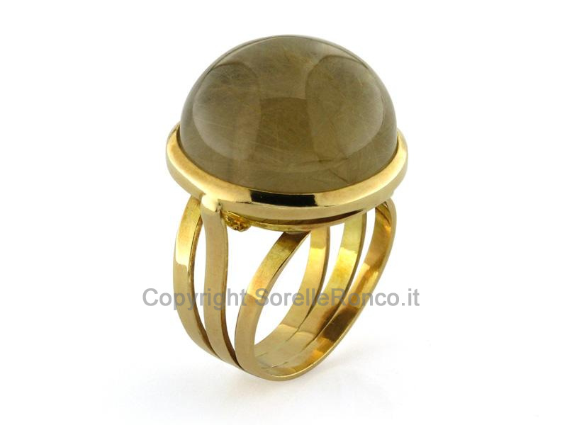 ANELLO QUARZO RUTILATO IN ORO GIALLO