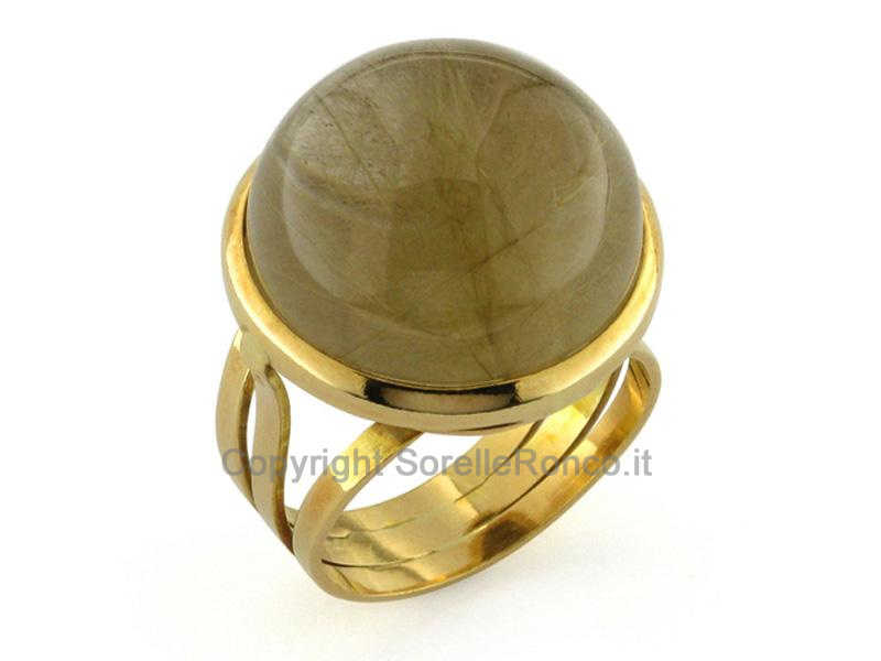 ANELLO QUARZO RUTILATO IN ORO GIALLO