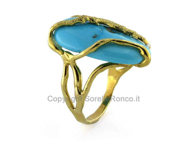 ANELLO ORO CON PIETRA TURCHESE 