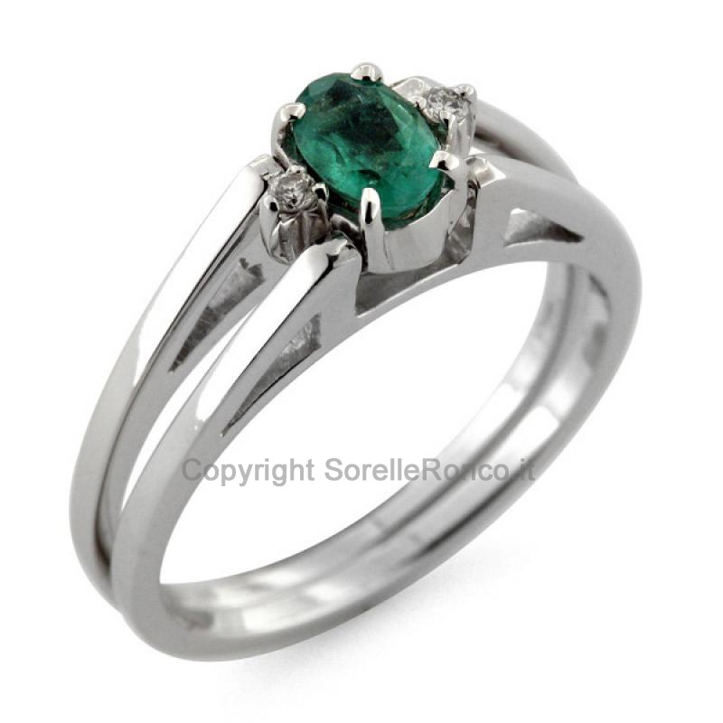 ANELLO ORO 18KT REVERSIBILE CON SMERALDO