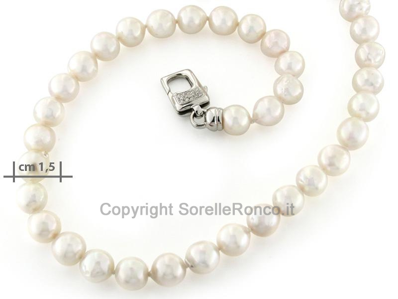 COLLANA FILO DI PERLE BAROCCHE E ORO
