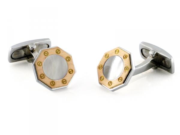 CF00415 - Gemelli Oro e Argento Inserto Madreperla