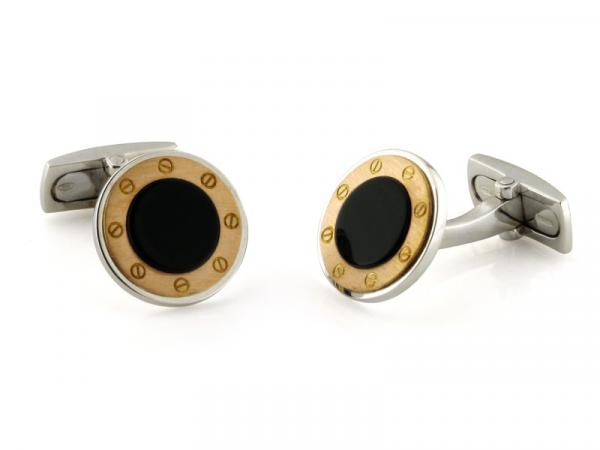 CF00417 - Coppia Gemelli Oro Argento Pietra Onice