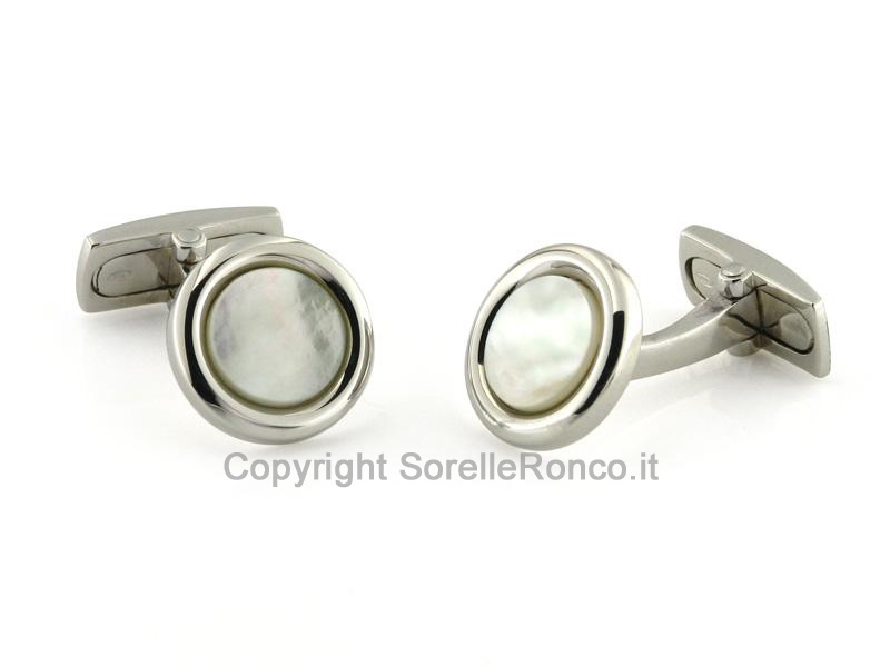 GEMELLI ARGENTO CON INSERTO MADREPERLA