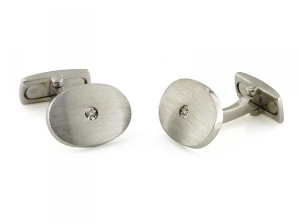 CF00422 - Gemelli Argento Satinato con Brillante