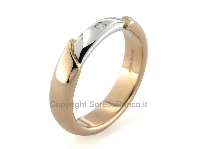 ANELLO FEDE ORO ROSA E DIAMANTE CT. 0.02