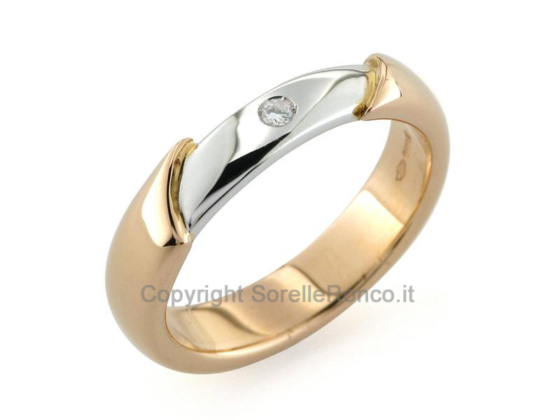 ANELLO FEDE ORO ROSA E DIAMANTE CT. 0.02