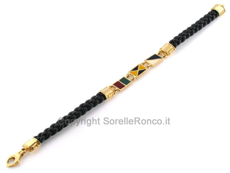 BRACCIALE UOMO TRECCIA DI PELLE E ORO