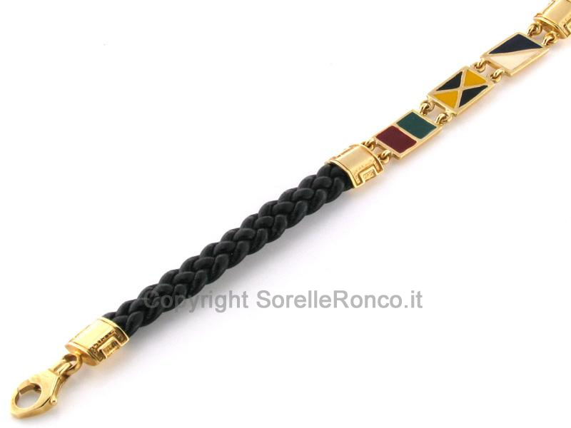 BRACCIALE UOMO TRECCIA DI PELLE E ORO