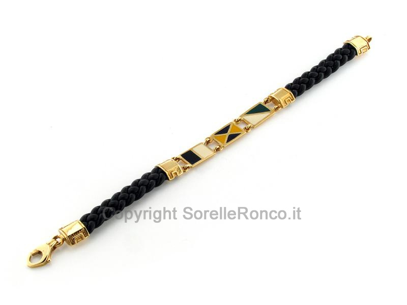 BRACCIALE UOMO TRECCIA DI PELLE E ORO