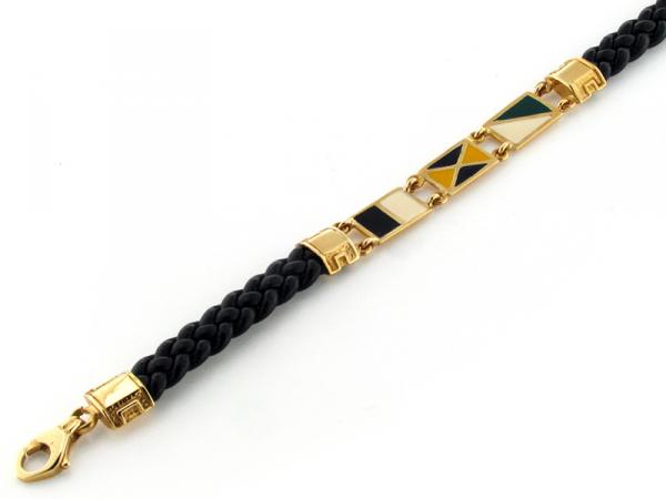 CF00458 - Bracciale Uomo Treccia di Pelle e Oro