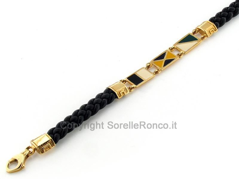 BRACCIALE UOMO TRECCIA DI PELLE E ORO