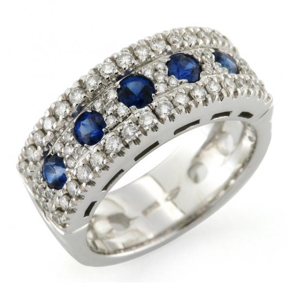 CF00480 - Anello a Fascia Oro Zaffiri e Diamanti 