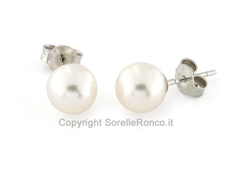 ORECCHINI IN ORO BIANCO E PERLE Ø 8-8.5