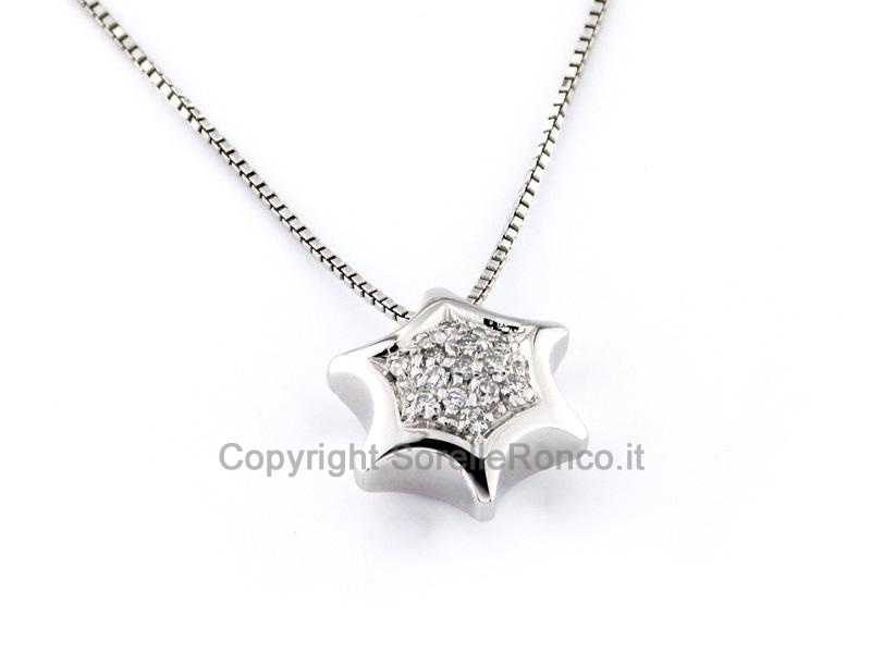 GIROCOLLO PENDENTE STELLA ORO E DIAMANTI