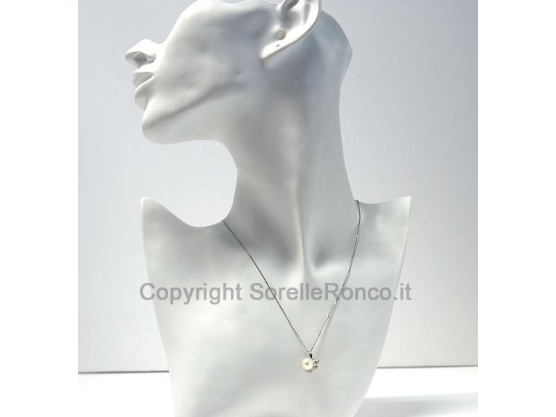 COLLANA ORO CON PERLA 7,5MM E DIAMANTI