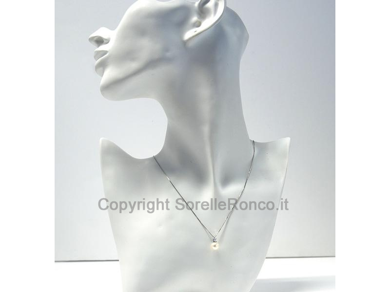 COLLANA ORO CON PERLA 7,75MM E DIAMANTE