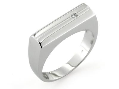 Anello Uomo in Oro Bianco e Diamante