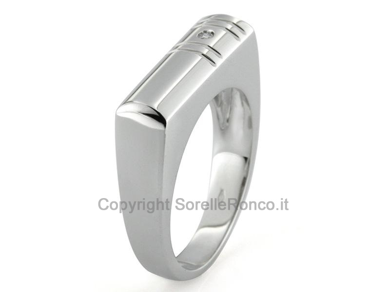 ANELLO UOMO IN ORO BIANCO E DIAMANTE