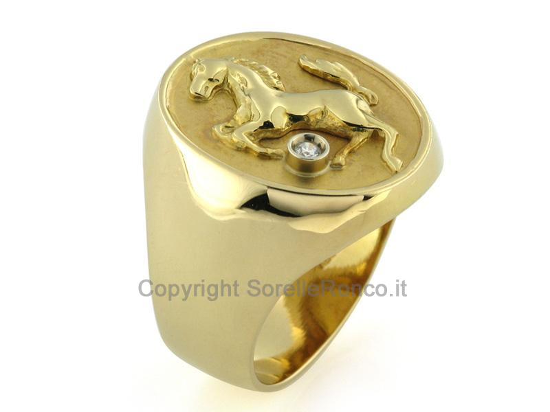 ANELLO DA UOMO A SCUDO IN ORO E DIAMANTE