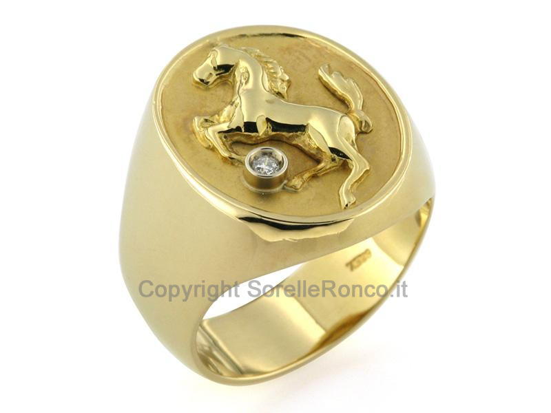 ANELLO DA UOMO A SCUDO IN ORO E DIAMANTE