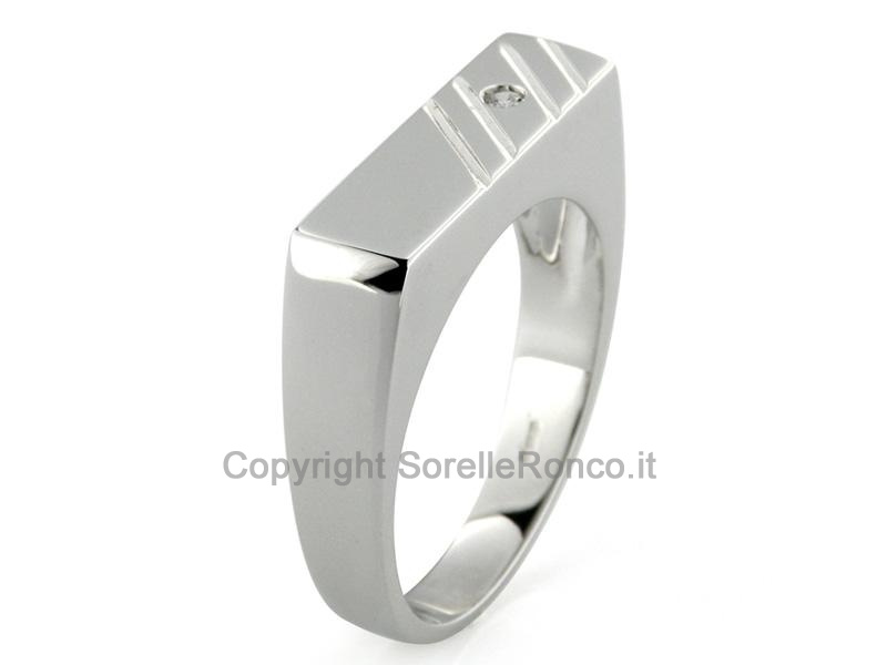 ANELLO UOMO IN ORO BIANCO E DIAMANTE