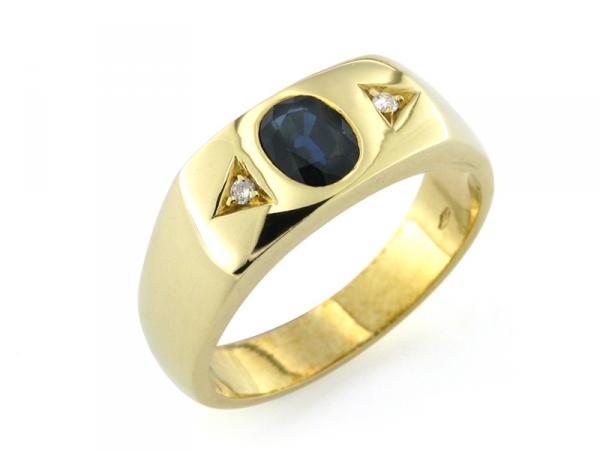 CF00540 - Anello Uomo con Zaffiro Blu e Diamanti