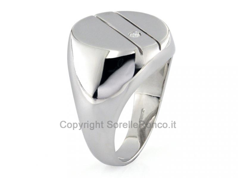 ANELLO UOMO ORO BIANCO CON DIAMANTE