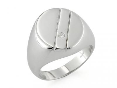Anello Uomo Oro Bianco con Diamante