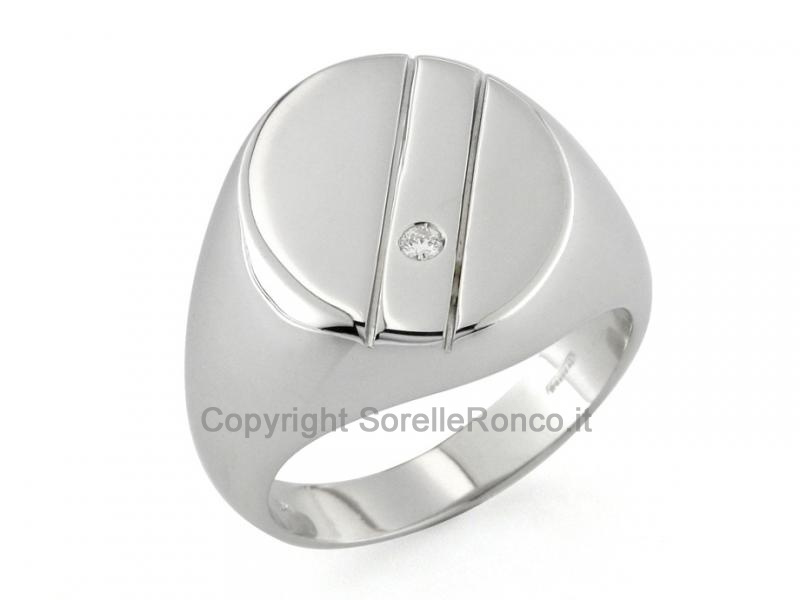 ANELLO UOMO ORO BIANCO CON DIAMANTE