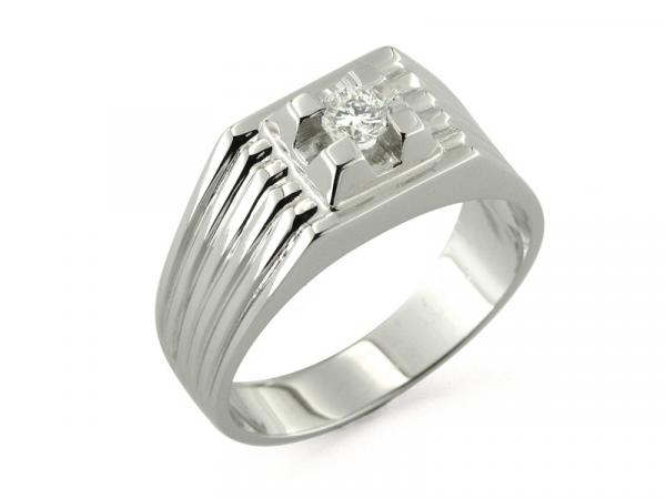 CF00549 - Anello da Uomo in Oro Bianco e Diamante